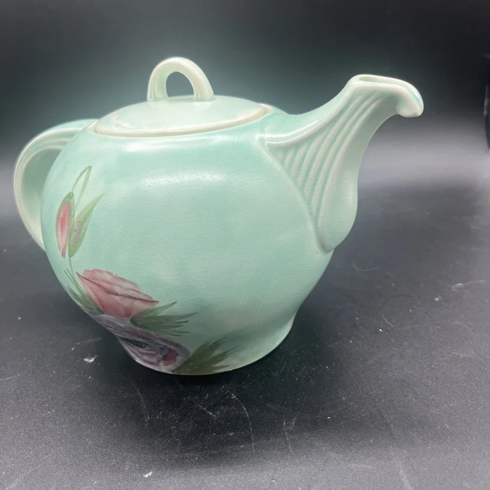 Vintage E Radford Pottery Hand Painted Floral Teapot England Art Deco Shape 340 - Picture 7 of 16
